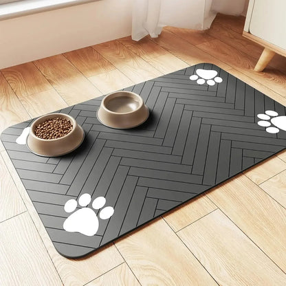 Absorbent Pet Feeding Mat – Quick-Dry Waterproof Placemat with Non-Slip Rubber Backing for Dog & Cat Food and Water Bowls