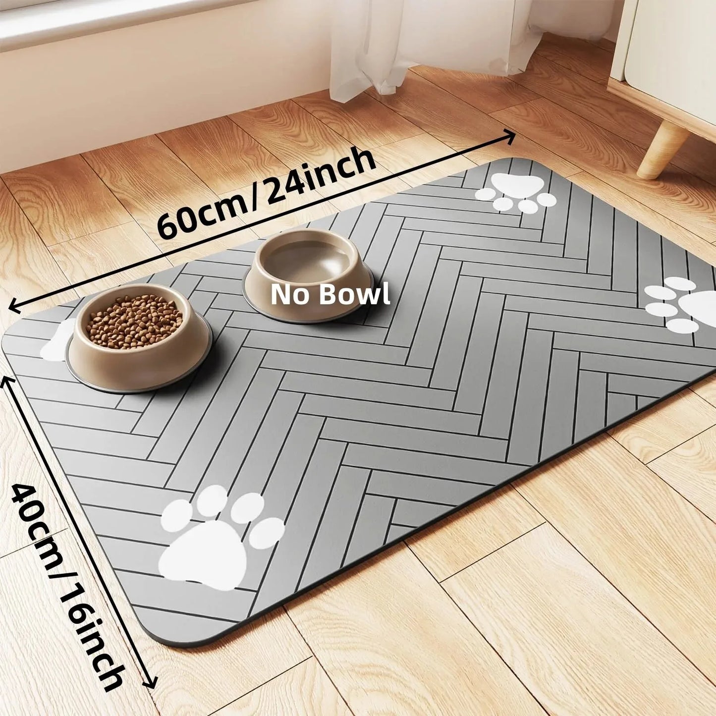Absorbent Pet Feeding Mat – Quick-Dry Waterproof Placemat with Non-Slip Rubber Backing for Dog & Cat Food and Water Bowls