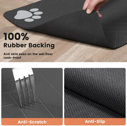 Absorbent Pet Feeding Mat – Quick-Dry Waterproof Placemat with Non-Slip Rubber Backing for Dog & Cat Food and Water Bowls