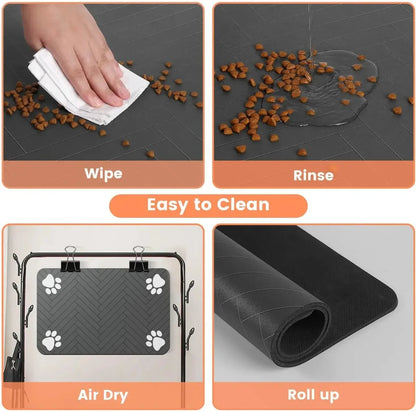 Absorbent Pet Feeding Mat – Quick-Dry Waterproof Placemat with Non-Slip Rubber Backing for Dog & Cat Food and Water Bowls