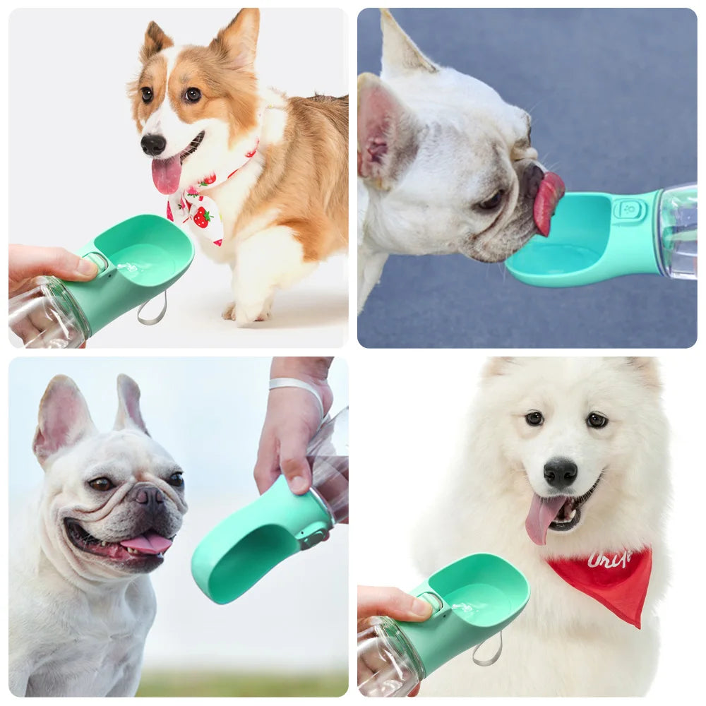 Portable Dog Water Bottle – Leakproof Travel Drinking Bottle with Built-In Bowl for Dogs & Cats