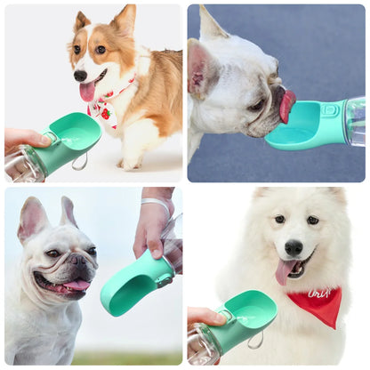 Portable Dog Water Bottle – Leakproof Travel Drinking Bottle with Built-In Bowl for Dogs & Cats