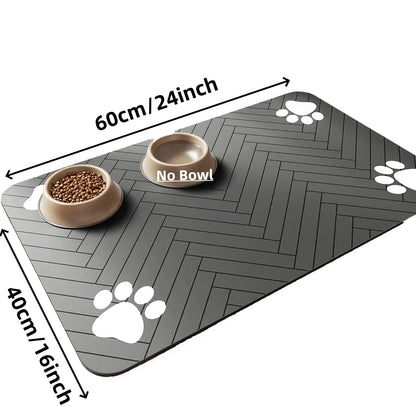 Absorbent Pet Feeding Mat – Quick-Dry Waterproof Placemat with Non-Slip Rubber Backing for Dog & Cat Food and Water Bowls