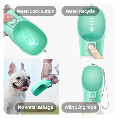 Portable Dog Water Bottle – Leakproof Travel Drinking Bottle with Built-In Bowl for Dogs & Cats
