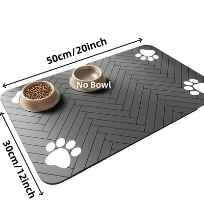 Absorbent Pet Feeding Mat – Quick-Dry Waterproof Placemat with Non-Slip Rubber Backing for Dog & Cat Food and Water Bowls