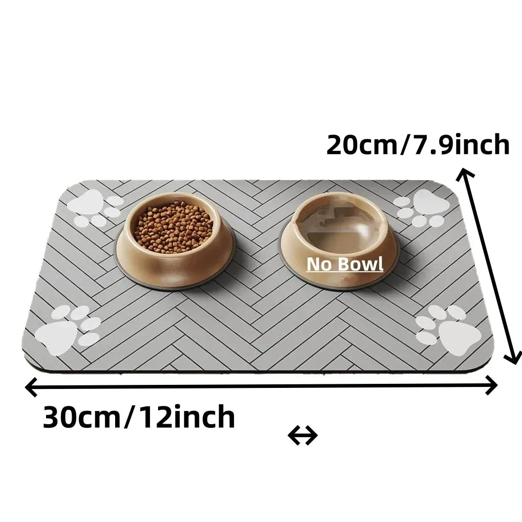 Absorbent Pet Feeding Mat – Quick-Dry Waterproof Placemat with Non-Slip Rubber Backing for Dog & Cat Food and Water Bowls