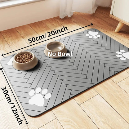 Absorbent Pet Feeding Mat – Quick-Dry Waterproof Placemat with Non-Slip Rubber Backing for Dog & Cat Food and Water Bowls