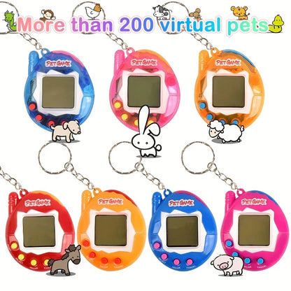 168-in-1 Virtual Digital Pet Toy – Transparent Retro Electronic Pixel Pet Game Keychain