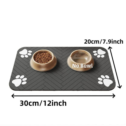 Absorbent Pet Feeding Mat – Quick-Dry Waterproof Placemat with Non-Slip Rubber Backing for Dog & Cat Food and Water Bowls