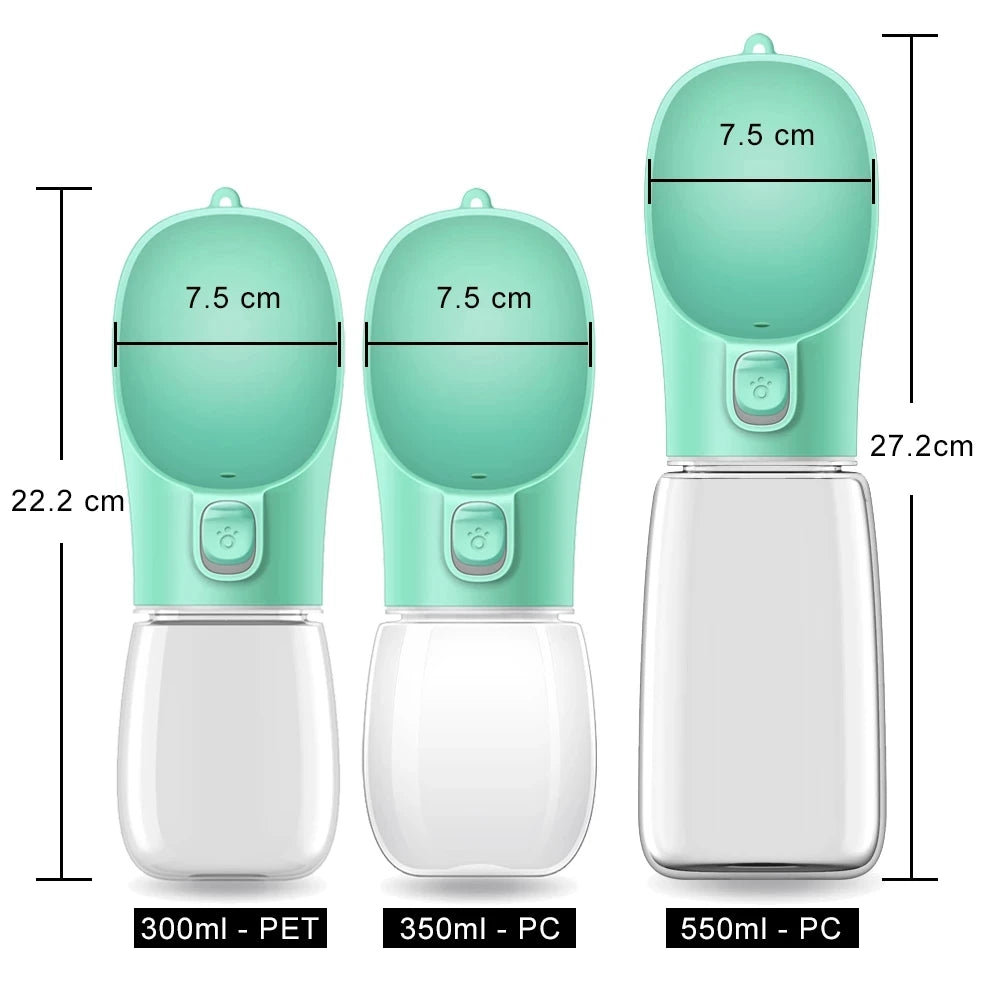 Portable Dog Water Bottle – Leakproof Travel Drinking Bottle with Built-In Bowl for Dogs & Cats