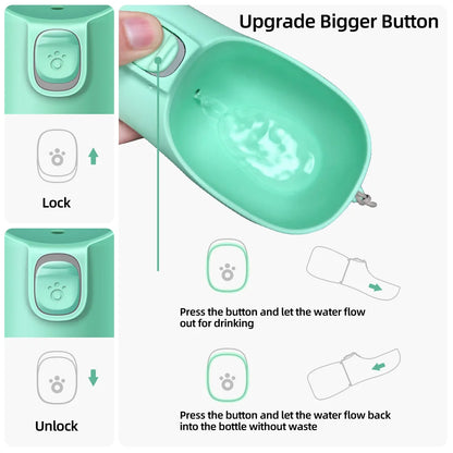 Portable Dog Water Bottle – Leakproof Travel Drinking Bottle with Built-In Bowl for Dogs & Cats